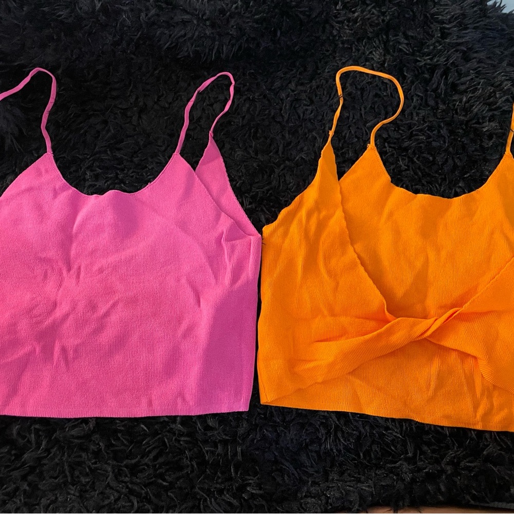 Orange cami crop top/ Size large